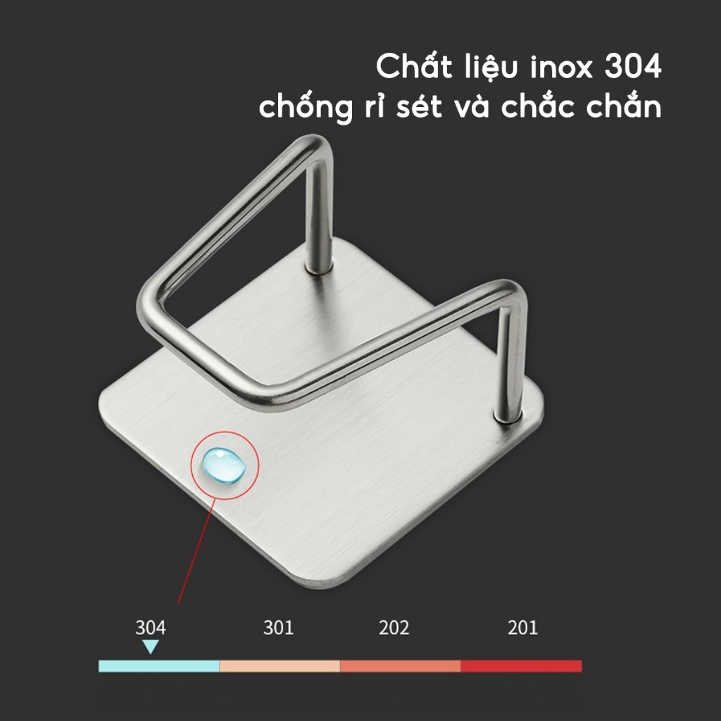 Móc Treo Miếng Rửa Chén Inox Móc Dán Tường Treo Đồ Chữ A Để Vung Thớt Dụng Cụ Bếp