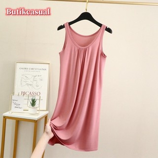 Phụ Nữ Modal Cotton Váy Rời Phòng Chờ Mặc Không Tay Váy Mùa Hè Thường Ngày Đồ Ngủ Váy Nữ