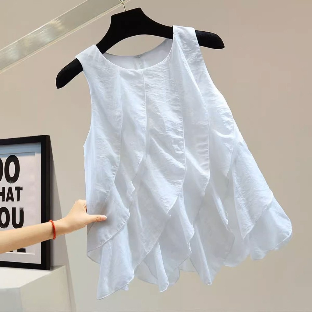 Áo cổ tròn phiên bản Hàn Quốc dáng rộng, phù hợp mùa hè