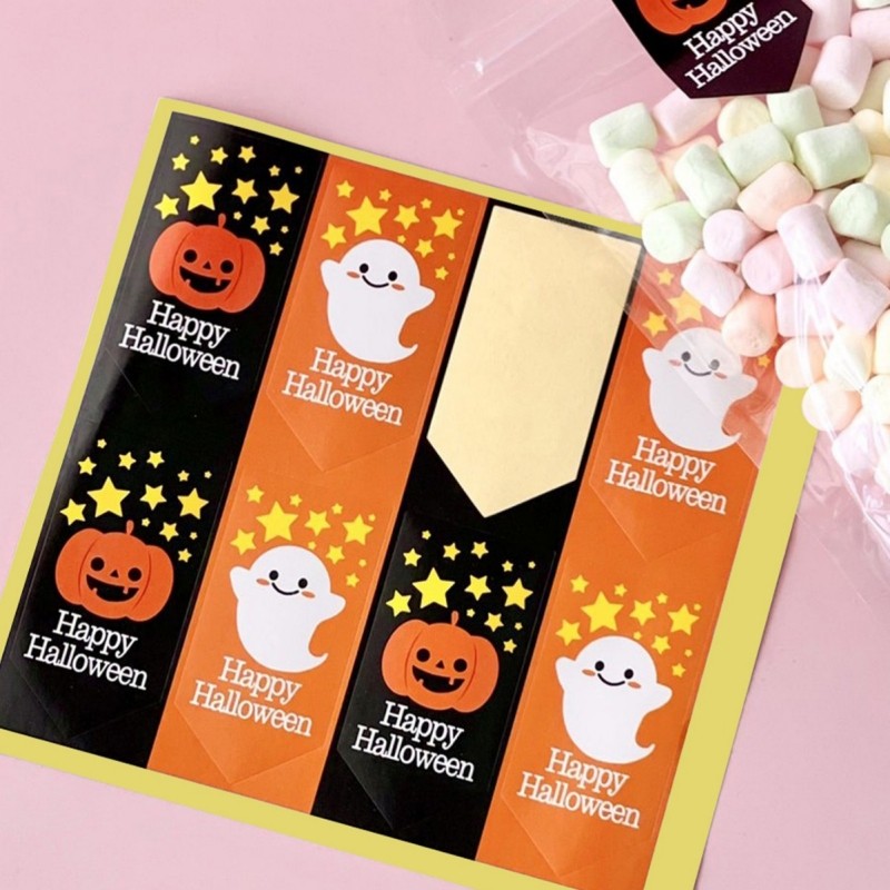 5 Tờ Halloween Bí Ngô Ma Dán Quà Tặng Bao Bì Niêm Phong Nhãn