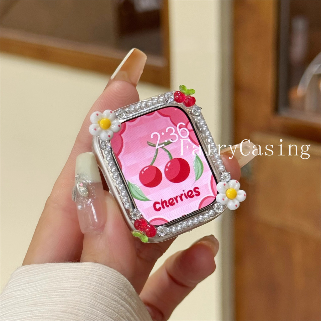 Ốp Bảo Vệ Anh Đào Dễ Thương S11 Cho Apple Watch Ultra2 49mm 9 8 7 6 5 Se Ốp Lưng Chống Rơi Iwatch Series 10 42 46mm 40 41mm 44 45mm Vỏ