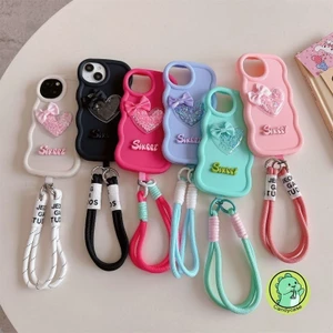 Ốp Điện Thoại Màu Macaron Lấp Lánh Cho iTEL A90 A80 A0 A56 Pro A23 A18 A16 A50C A06 A05S A04 S25 Ultra S23 S18 5G 4G Ốp Lưng Mềm 3D Love Bow Wave Matte Có Dây Buộc