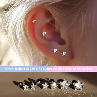Julyhot 316L Thép Không Gỉ Xoắn Ngôi Sao Bông Tai Nữ 1 Xu Hướng Zircon Lobe Tai Sụn Trang Sức Phụ Kiện Cơ Thể Massivedeals