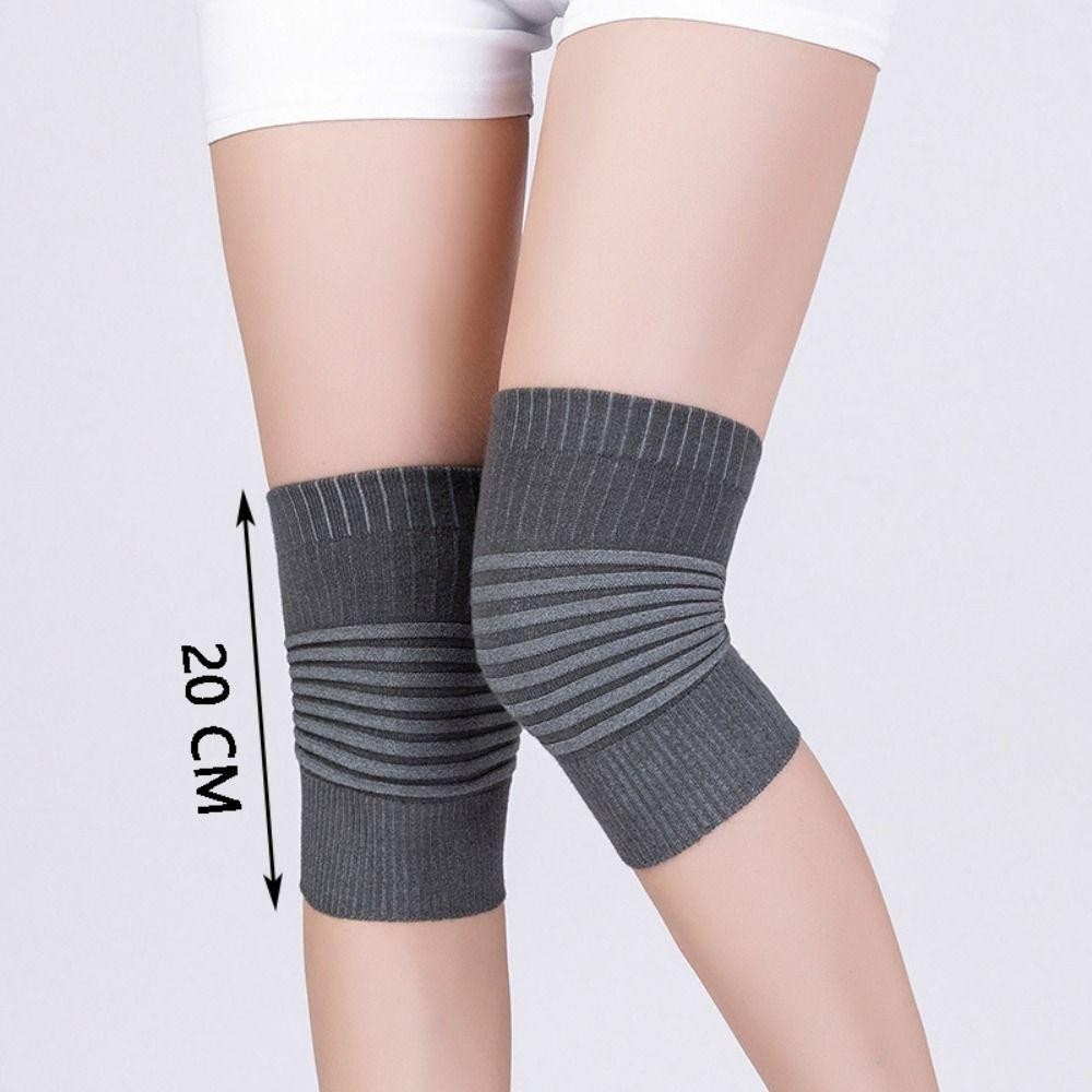 Miếng lót đầu gối thể thao cotton co giãn đàn hồi, thiết kế đen xám sọc, hỗ trợ và giữ ấm cho người dùng