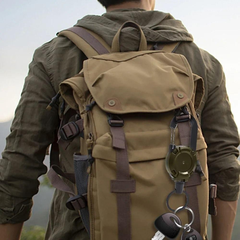 Kéo cuộn Carabiner với dây đàn hồi thu vào dễ dàng, móc chìa khóa và khóa dây thép chịu lực cao, phù hợp sử dụng ngoài trời.
