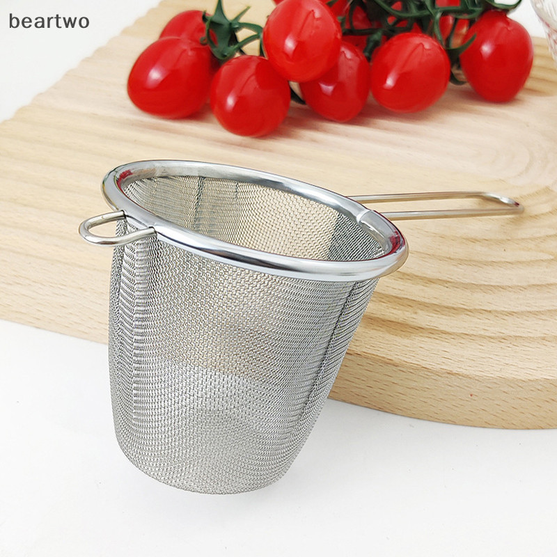 < Beartwo > Máy pha trà bằng thép không gỉ Bộ lọc rò rỉ trà có thể tái sử dụng Bộ lọc ấm trà Hình dạng tai đơn Máy khuếch tán gia vị thảo mộc cà phê có tay cầm đẹp