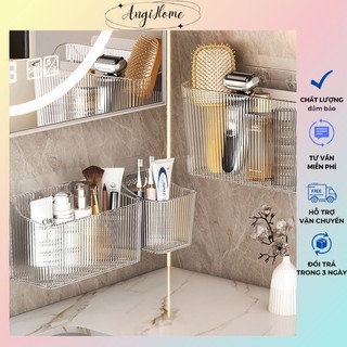 Giá nhựa vân sọc đựng đồ treo tường đa năng tiện dụng 3 phân loại ANGIHOME
