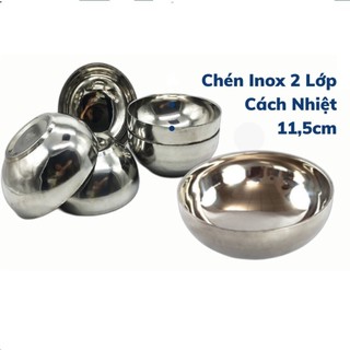 BỘ 10 CHÉN INOX CÁCH NHIỆT TRƠN 11cm - BỘ 10 CHÉN ĂN CƠM