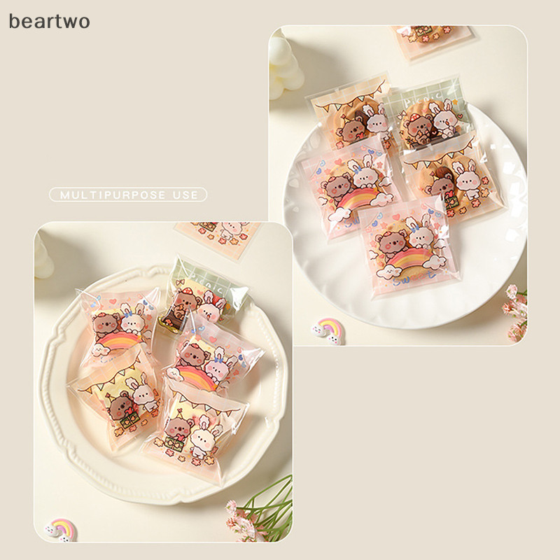 < Beartwo > 100 Cái / lốc Túi Nhựa Và Kẹo Hoạt Hình Túi Quà Tặng Tự Dính Cho Đồ Dùng Tiệc Cưới Túi Bao Bì Bánh Quy Đẹp