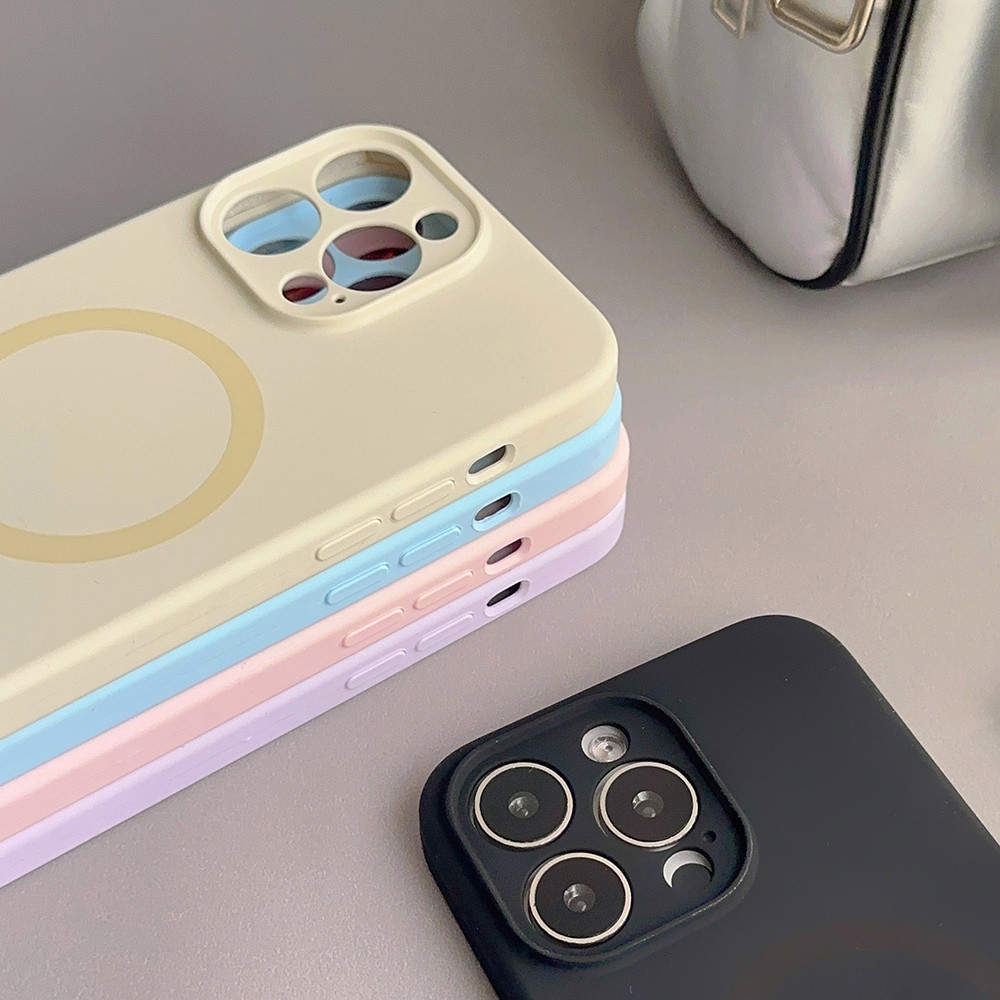 Ốp Điện Thoại Silicon Lỏng Từ Tính Cho iPhone 15ProMax 15Pro 15Plus 14 13 12ProMax Bảo Vệ Toàn Diện Chống Sốc Bảo Vệ Bìa Mềm
