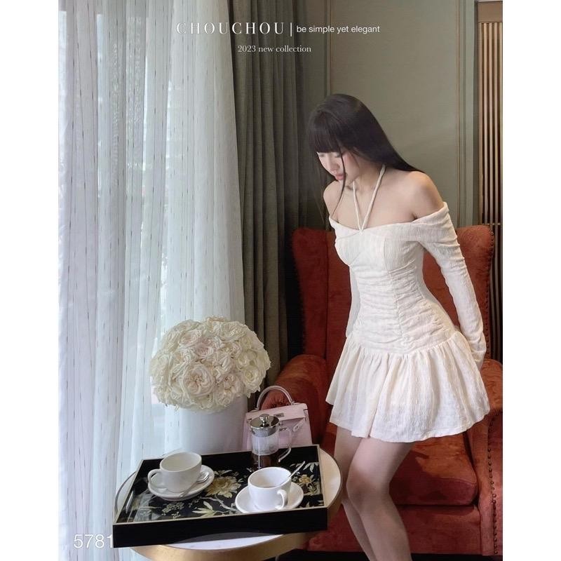 Đầm trễ vai tay dài loe nhẹ from ngắn xoè 2 lớp có quần đi tiệc đi chơi Kho Sỉ Hải Chuyền V10