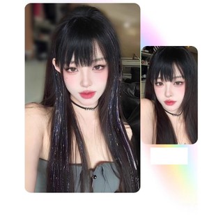 Thẻ Đơn Kim Tuyến, Tóc Giả Kẹp Thẳng Mix Kim Tuyến Lấp Lánh Chịu Nhiệt HaminStore