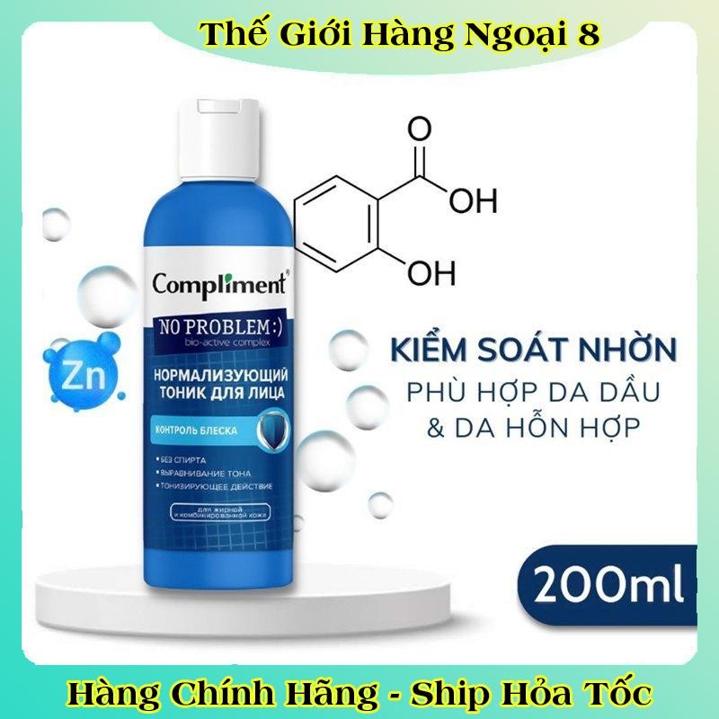 Nước hoa hồng Toner Compliment No Problem Nga giảm mụn, se khít chân lông, đều màu da 200ml - HÀNG NGA CHÍNH HÃNG