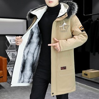 Lông Cừu Lót Dày Áo Khoác Nam Giữa Chiều Dài Hợp Thời Trang Áo Khoác Parka Áo Khoác Cotton Áo Khoác Nam Mùa Đông 2023 Áo Gió 8.18