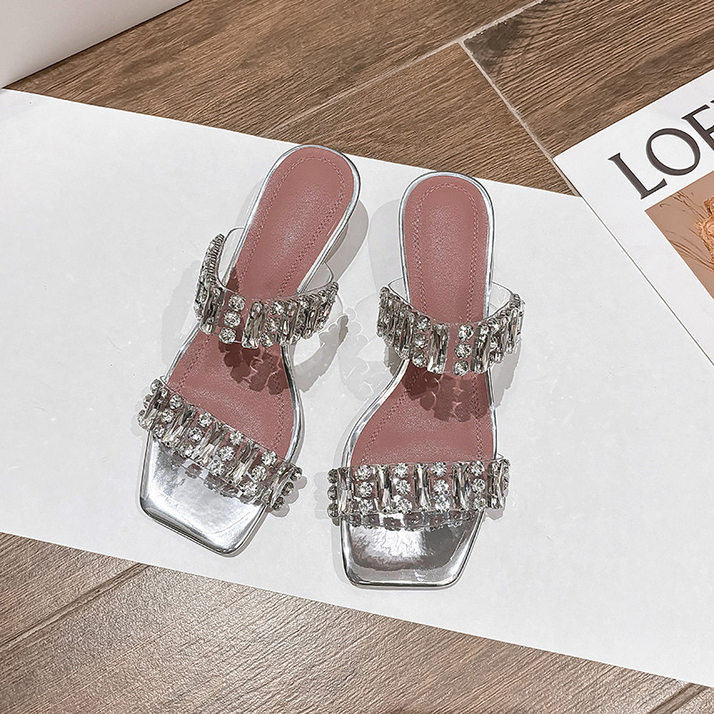 Giày Sandal Gót Cao Gót Trong Suốt Dây Đeo Đế Bằng Trong Suốt Giày Cao Gót