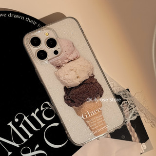 Ốp Lưng Lấp Lánh Trong Suốt Cho iPhone 15 14 13 Pro Max Apple 14 15 Plus Vỏ iPhone 11 Pro Max Kem Mùa Hè Mềm Y2K Girl
