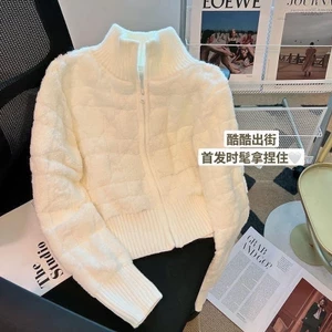 Áo khoác len cardigan cho nữ phối cổ cao thiết kế sang chảnh thanh lịch phong cách Hàn Quốc MT33