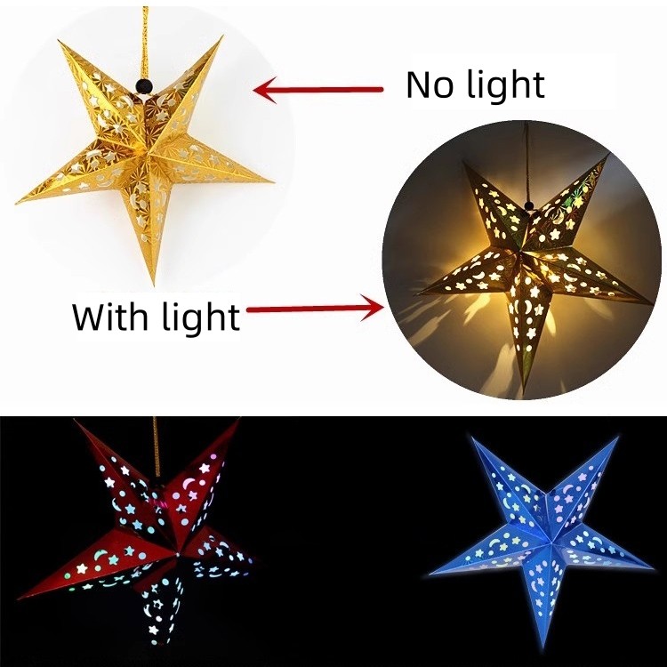 Thời Trang LED Trang Trí Giáng Sinh Ngôi Sao Giáng Sinh Chụp Đèn Sân Vườn Trang Trí Nhà Tiệc Đèn Giấy Đèn Lồng
