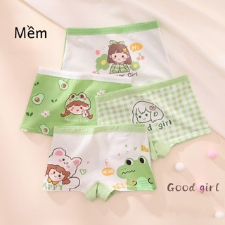 Bộ 4 quần lót bé gái hình quả bơ dễ thương - Quần lót xanh lục không bó mông