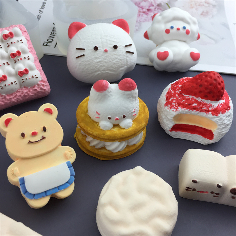Kem Mèo Tiếng Anh Muffin Dâu Vỏ Sữa Mô Hình Khuôn Silicon Mochi Đồ Chơi Handmade Hương Liệu Thạch Cao Nến Socola Làm Bánh DIY Nướng
