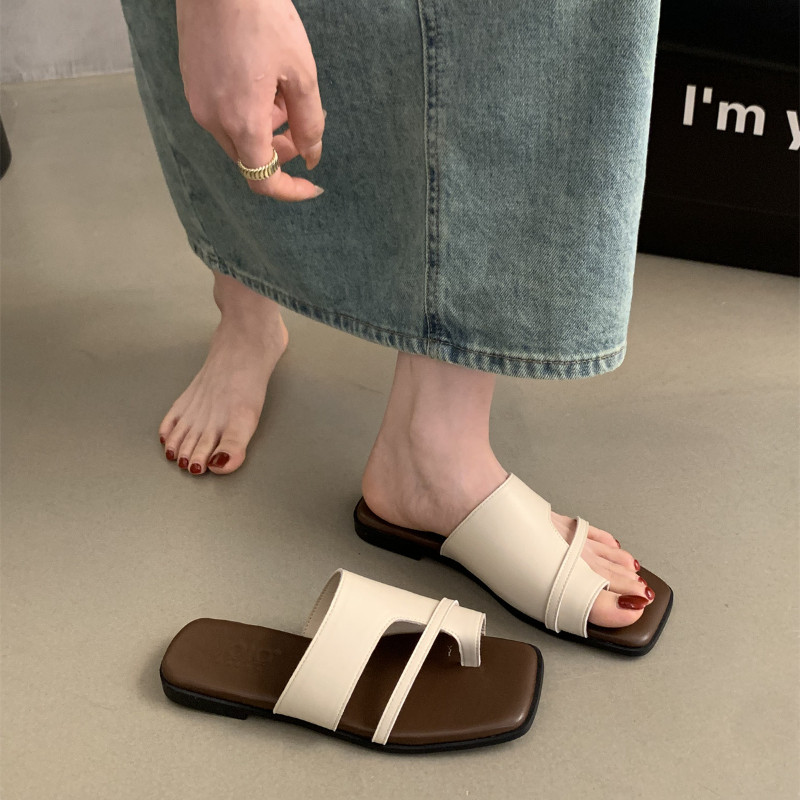 Atikota Nữ Sandal Đế Bằng Đơn Giản Màu Trơn Thời Trang Đế Mềm Chống Trơn Trượt Thích Hợp Cho Xăng đan Đi Biển Kỳ Nghỉ