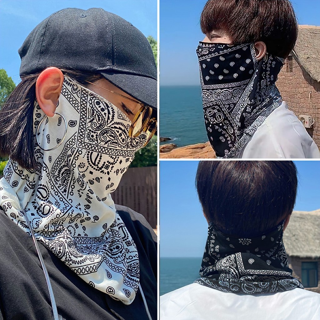 Khăn Che Mặt Chống Nắng Hoa Floral Khẩu Trang Vải Nam Nữ Dáng Ống Style Hàn Găng Tay Đi Nắng Chống Tia U.V Dáng Rộng