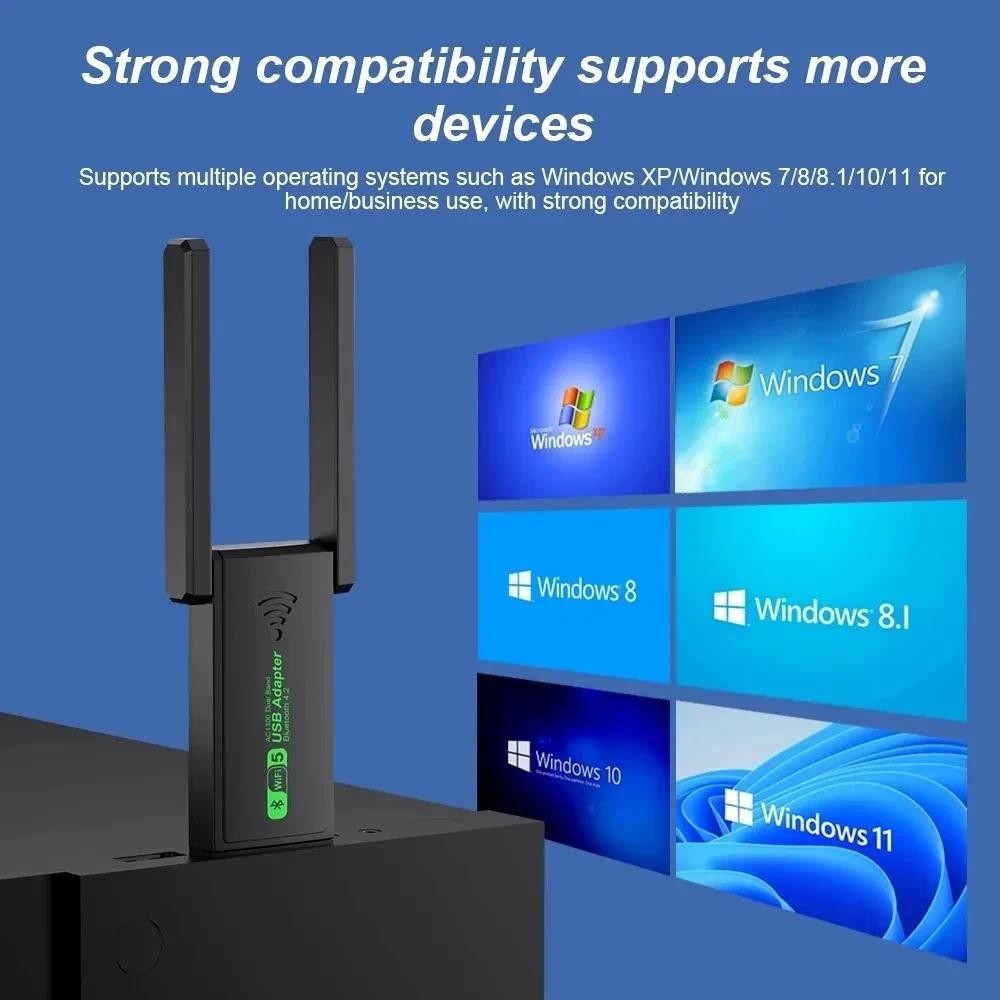 Bộ chuyển đổi Bluetooth WiFi 1300Mbps USB 3.0 Tín hiệu nâng cao 2.4G 5GHz Ăng-ten Wi-Fi băng tần kép 802.11ac Bộ thu thẻ mạng máy tính không dây Mini [Hàng có sẵn]