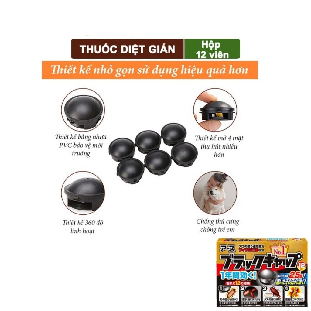 Thuốc Diệt Gián, Hộp 12 Viên, Diệt Tận Gốc, Dễ Sử Dụng, Tác Dụng Lâu Dài, An Toàn FE123