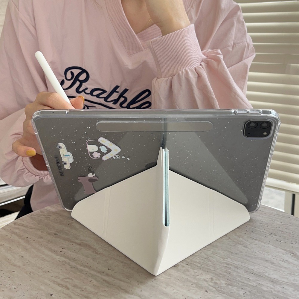 Vỏ Có Thể Tháo Rời Cho Mini6 Mini7 IPad 5 6 7 8 9 10th Air2 Air3 Air4 Air5 Air6 10.9 "Pro10.5 Pro11 Pro12,9 2018 A16 Air M2 Pro M4 11 13 2024 Vỏ Da Tuya Puppies Họa Tiết