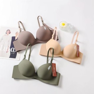 Đồ lót liền mạch tập hợp đơn giản mượt mà không có vòng thép, áo ngực đeo vai có thể tháo rời, áo ngực màu trơn thoải mái