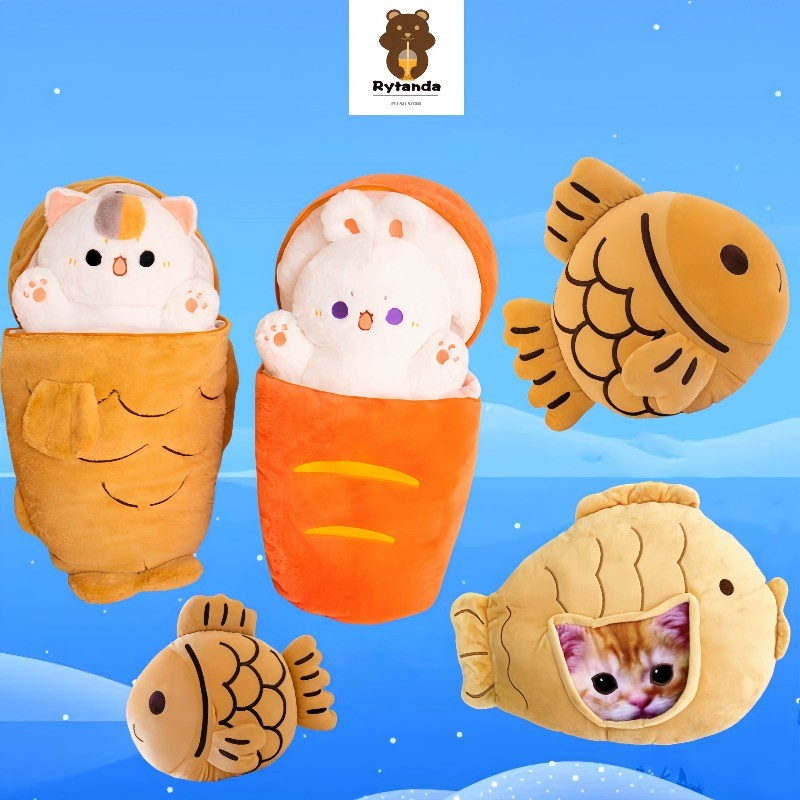 Kawaii Taiyaki Mèo Sang Trọng Đồ Chơi Dễ Thương Cà Rốt Thỏ Sang Trọng Gối Búp Bê Thỏ Vui Nhộn Ẩn Trong Cà Rốt Đồ Chơi Nhồi Bông Mềm Mại Cho Bé Làm Dịu Búp Bê Trang Trí Phòng Ngủ Búp Bê Trẻ Em Bé Gái Quà Tặng Sinh Nhật