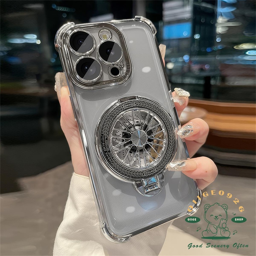 【 Ốp lưng iphone16 】 Mạ giá đỡ con quay hồi chuyển chống rơi Vỏ điện thoại iphone16 Pro MAX 15 14 13 12 11 cho vỏ iPhone XR / XS MAX Vỏ mềm silicon TPU chống sốc