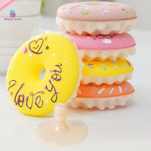 < Beartwo > Miếng bọt biển bát đĩa có cốc hút Bộ bọt biển bánh rán chống trầy xước có cốc hút Bàn chải rửa chén thoát nước nhanh cho nhà bếp đẹp