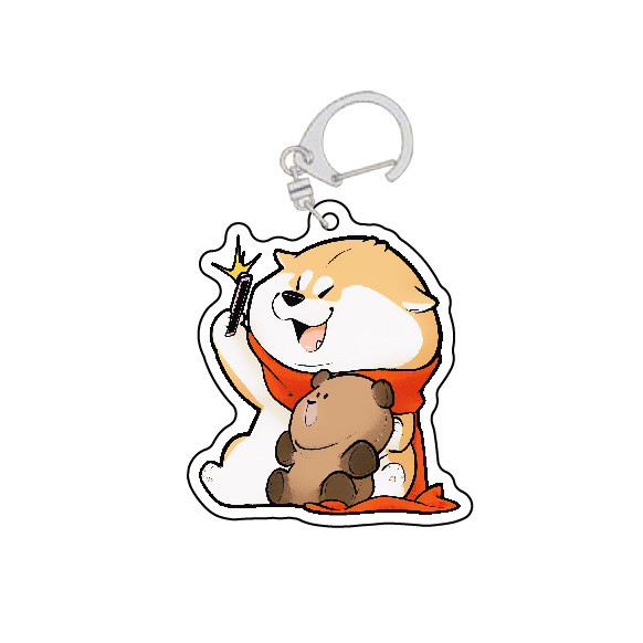 Corgi Shiba Inu Móc Chìa Khóa Con Chó Con Búp Bê DIY Hoạt Hình Dễ Thương 2 Mặt Acrylic Móc Khóa Học Mặt Dây Chuyền