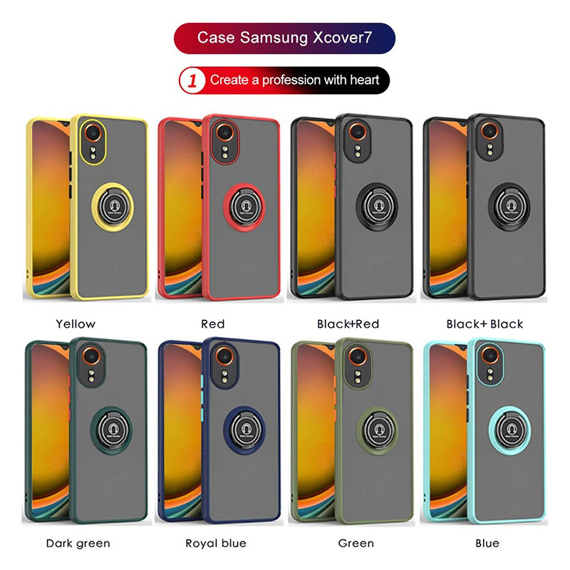 Dành cho Samsung Galaxy Xcover 7 Vỏ mờ mờ mờ có giá đỡ vòng xoay Ốp lưng TPU chống sốc