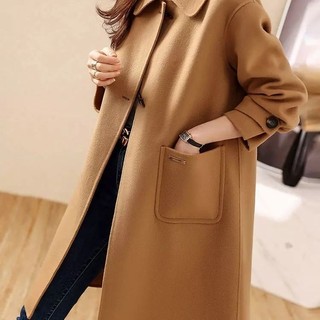 Phong Cách Mới Sang Trọng Giữa Chiều Dài Đi Lại Ve Áo Đơn Giản Phù Hợp Với Len Phong Cách Phương Tây