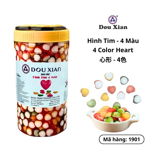 Thạch hình trái tim 5 màu Douxian hộp 2.5kg