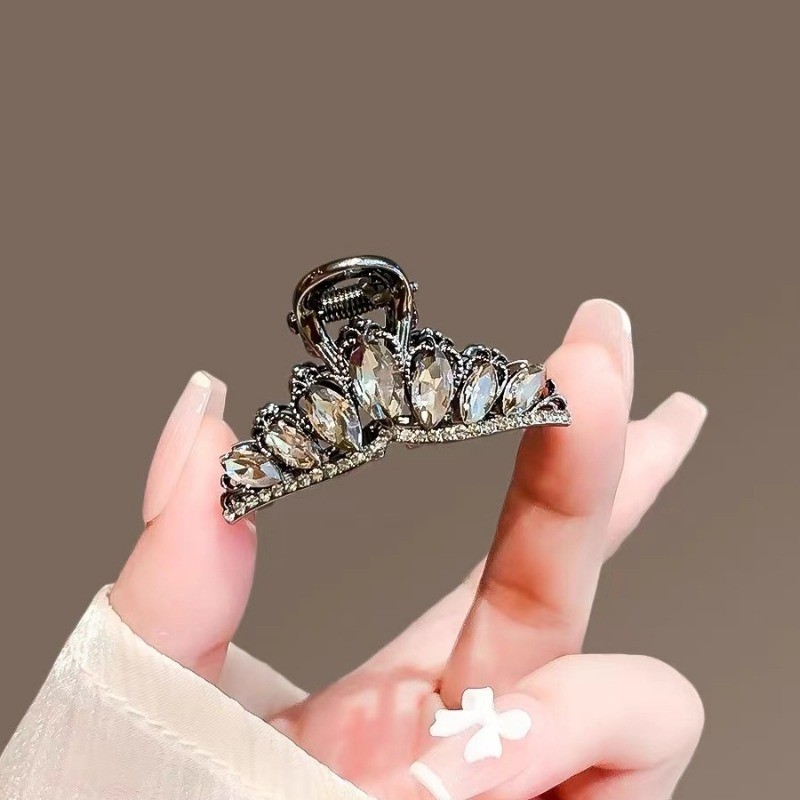 Mauropoli [Sẵn Sàng] Kẹp Tóc Trung Bình Vương Miện Pha Lê Cao Cấp Nữ Niche Cảm Giác Cao Cấp Lấy Kẹp Lưng Đầu Nửa Tóc Cá Mập Kẹp Top Clip