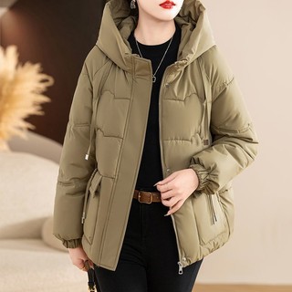 Phong Cách Mới 2024 Ngắn Xuống Áo Khoác Đệm Trung Niên Nữ Thu Đông Rời Dày Ấm Áp Thời Trang Có Mũ Trùm Đầu Thời Trang Thời Trang