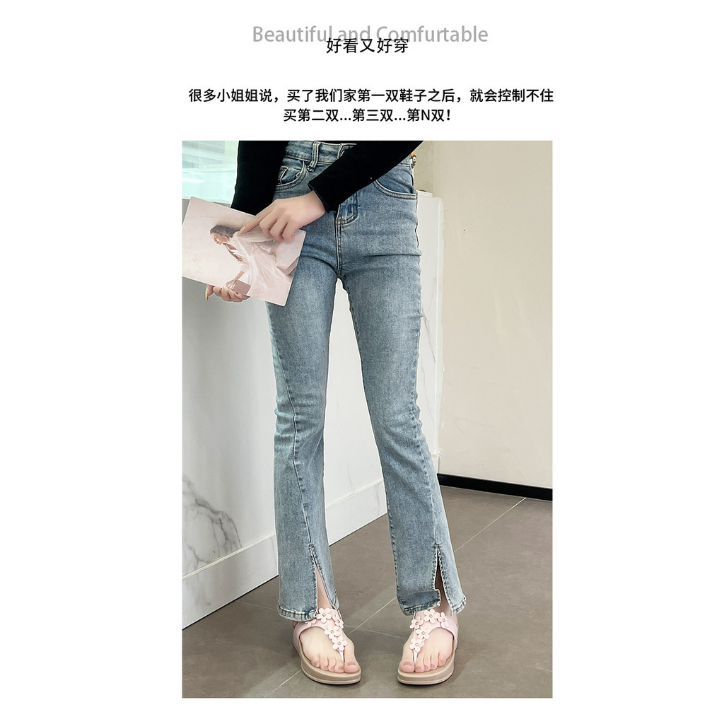 Dép xỏ ngón Nữ Đế Dày Thời Trang Phù Hợp Với Hoa Họa Tiết Nêm Gót Chống Trơn Trượt Thoáng Khí Dép Ra