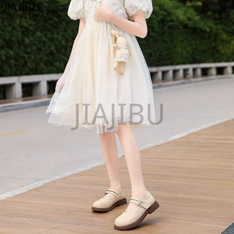 Cute Girls' Bow-knot Round-toed Doll Shoes Giày Trẻ Em Thời Trang Giày Đi Học Màu Đen Korean Fashion Platform Mary Jane Shoes Giày Da Đế Thấp Màu Be Phong Cách Anh Quốc Giày Cosplay Đế Mềm Phong Cách Công Chúa Pháp Giày Búp Bê Lolita Nhật Bản Giản Dị