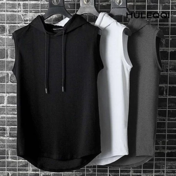 Áo Hoodie nam tập Gym không tay, Áo Hoodie thể hình cỡ lớn màu trơn, Áo thun nam Tank Top
