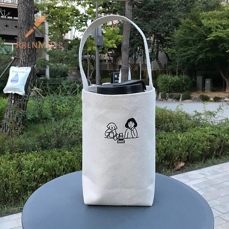 Rrlnmd Túi Tote Di Động Cốc Nước Đựng Chai Cà Phê Trà Sữa Túi Vải Eco Mini Lưu Trữ Túi Xách Nhỏ Túi Rượu Vang Đỏ MỚI