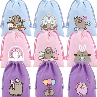 Túi dây rút Pusheen túi lưu trữ hoạt hình túi quà tặng túi vải sang trọng