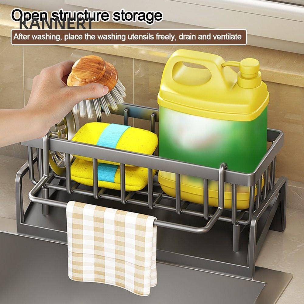 Kệ bồn rửa tự thoát nước KANNERT, Giá đựng đồ nhà bếp cỡ lớn, Giá đựng đồ nhà bếp bằng nhựa ABS cầm tay sáng tạo Giá đỡ bọt biển dung tích lớn Kệ đựng dầu gội phòng tắm