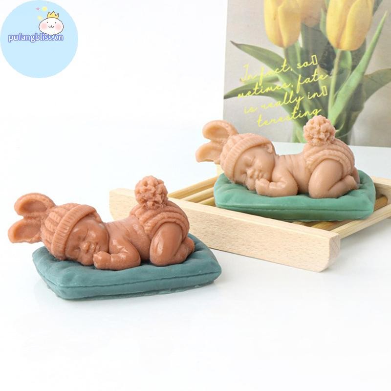 Pufangbliss 3D Bé Ngủ Hình Khuôn Silicon Nhà Bếp DIY Bánh Fondant Nướng Khuôn Socola Xà Phòng Handmade Thạch Cao Nhựa Đất Sét Dụng Cụ VN