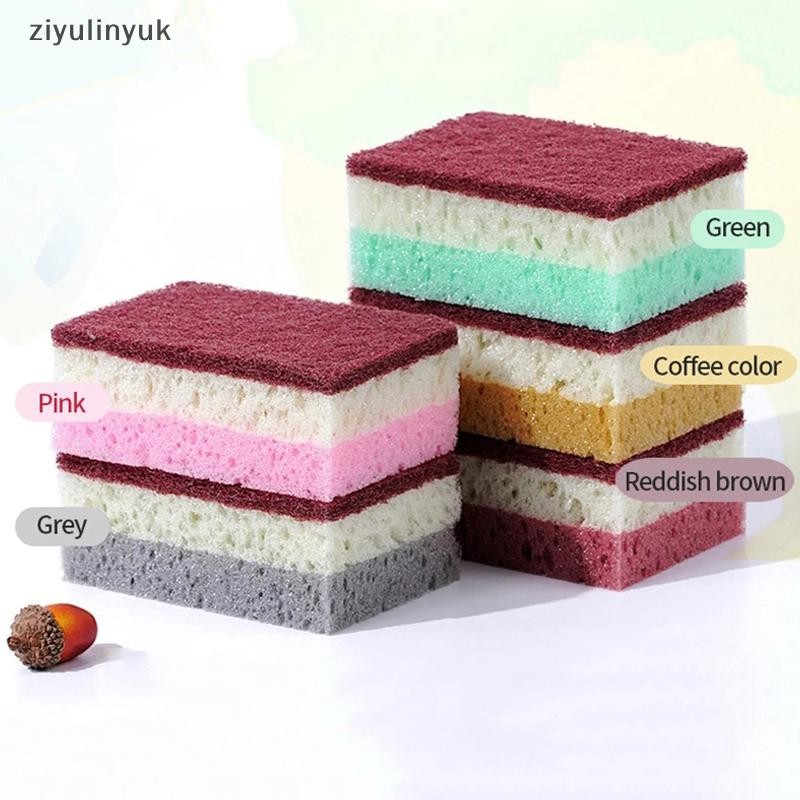 Ziyulinyuk 5 / 10 Chiếc Vải Làm Sạch Bọt Biển Mật Độ Cao Vải Rửa Bát Không Gọn Nhà Bếp Và Phục Vụ Đồ Dùng Bàn Chải Xốp Cho Nồi Bát EN