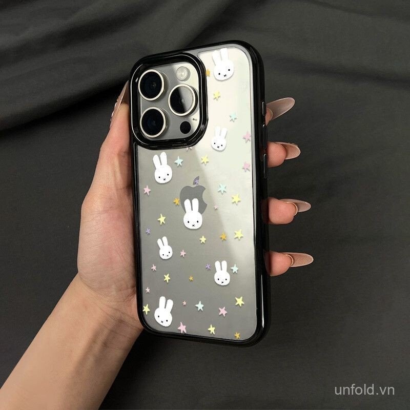 Ốp Điện Thoại Star Rabbit QYJS Thích Hợp Cho IPhone 12 PRO 13 14 15 16 ProMax X XS XR XSMAX 11 14 15 16 PLUS 7 8 plus Khung Đen KGFB