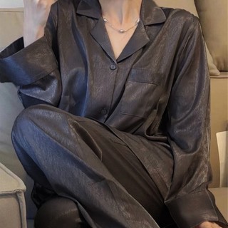 Bộ đồ ngủ tay dài bằng lụa satin plus size thời trang nữ ✨Bubblu05.vn✨