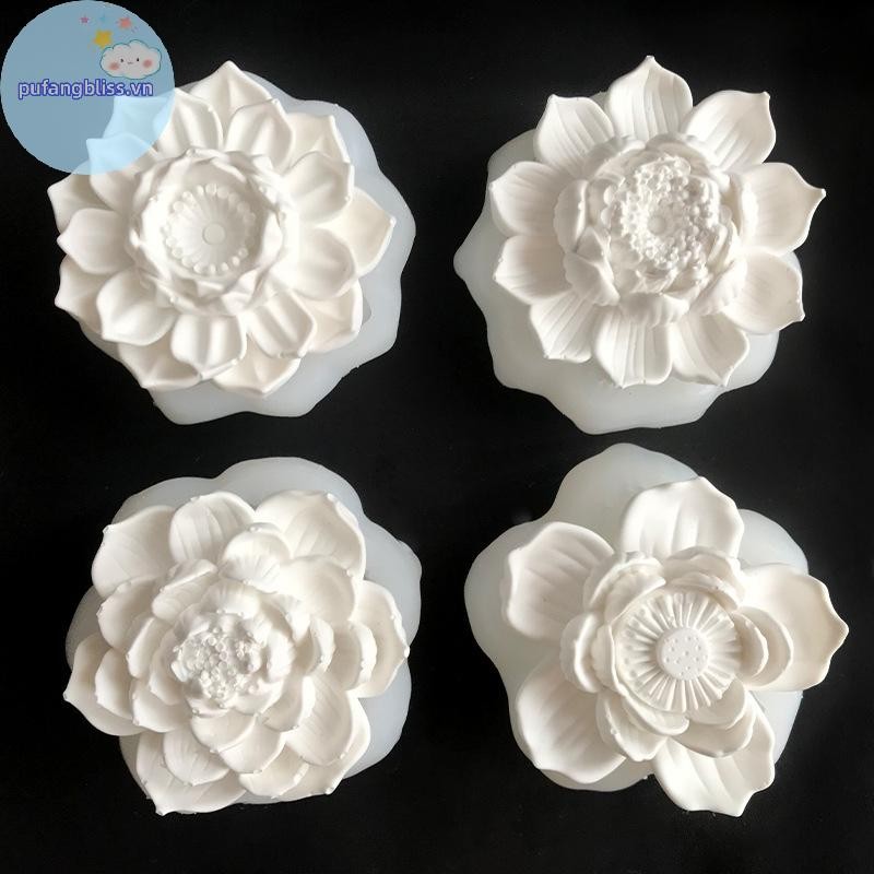 Pufangbliss Mô Phỏng Hoa Sen Nến Khuôn Silicon Hoa Xà Phòng Hương Thơm Đồ Trang Trí Làm Bánh Sô Cô La Trang Trí VN